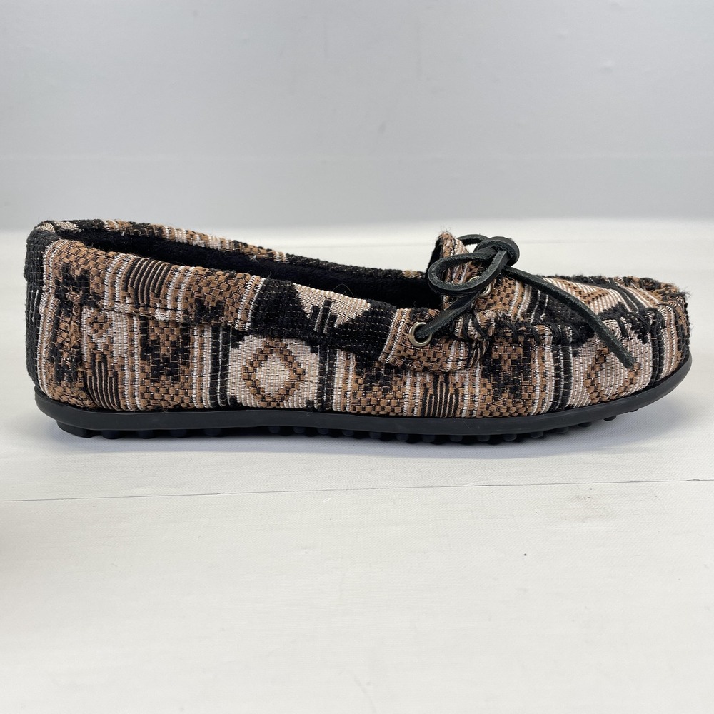 Minnetonka Moccasin Shoes Womens Size 6 Brown Southwestern Aztec Comfort Flats
